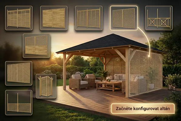 Altán Kuba L 400x400 – více typů stěn (9 variant)