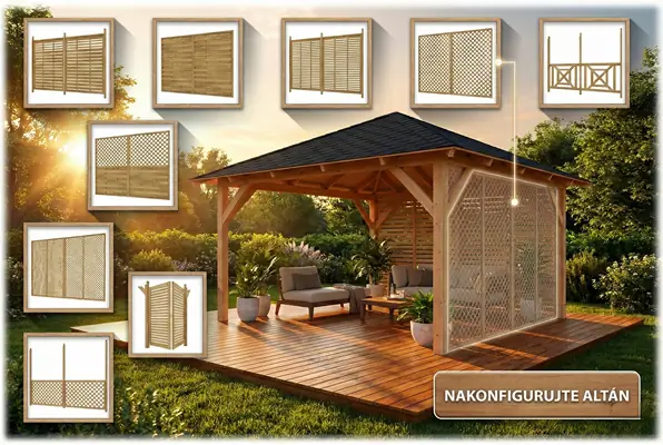 Altán Kuba 370x370 – více typů stěn (9 variant)