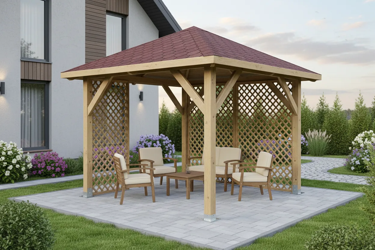 <span class="jp_product_title">Dřevěná pergola Altán Borneo+Ester 265x265</span>