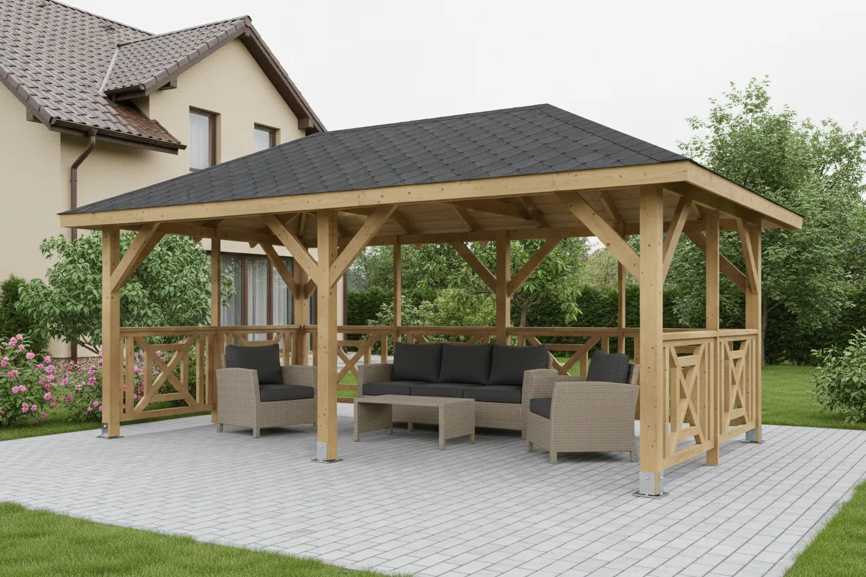 <span class="jp_product_title">Dřevěná pergola Altán Viktoria L+Grande 290x540</span>