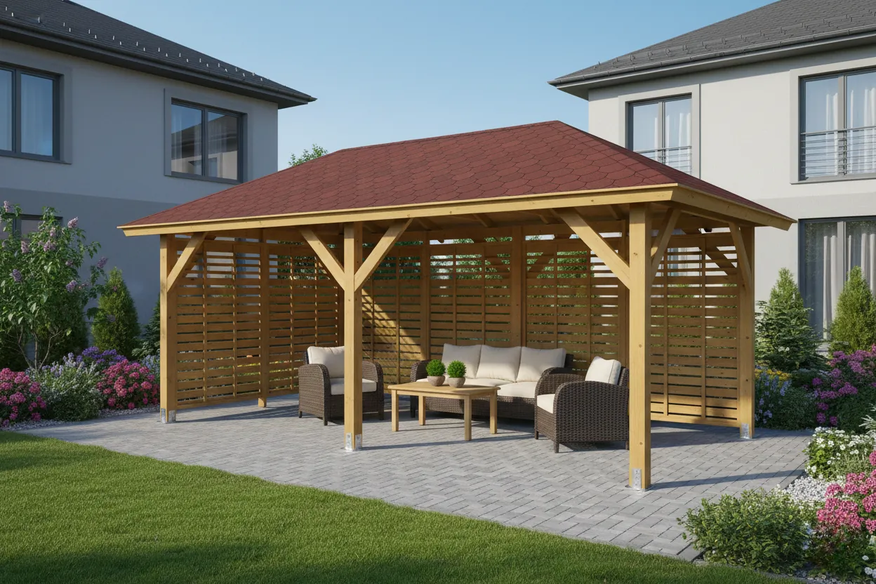 <span class="jp_product_title">Dřevěná pergola Altán Viktoria L+Bergamo 290x540</span>