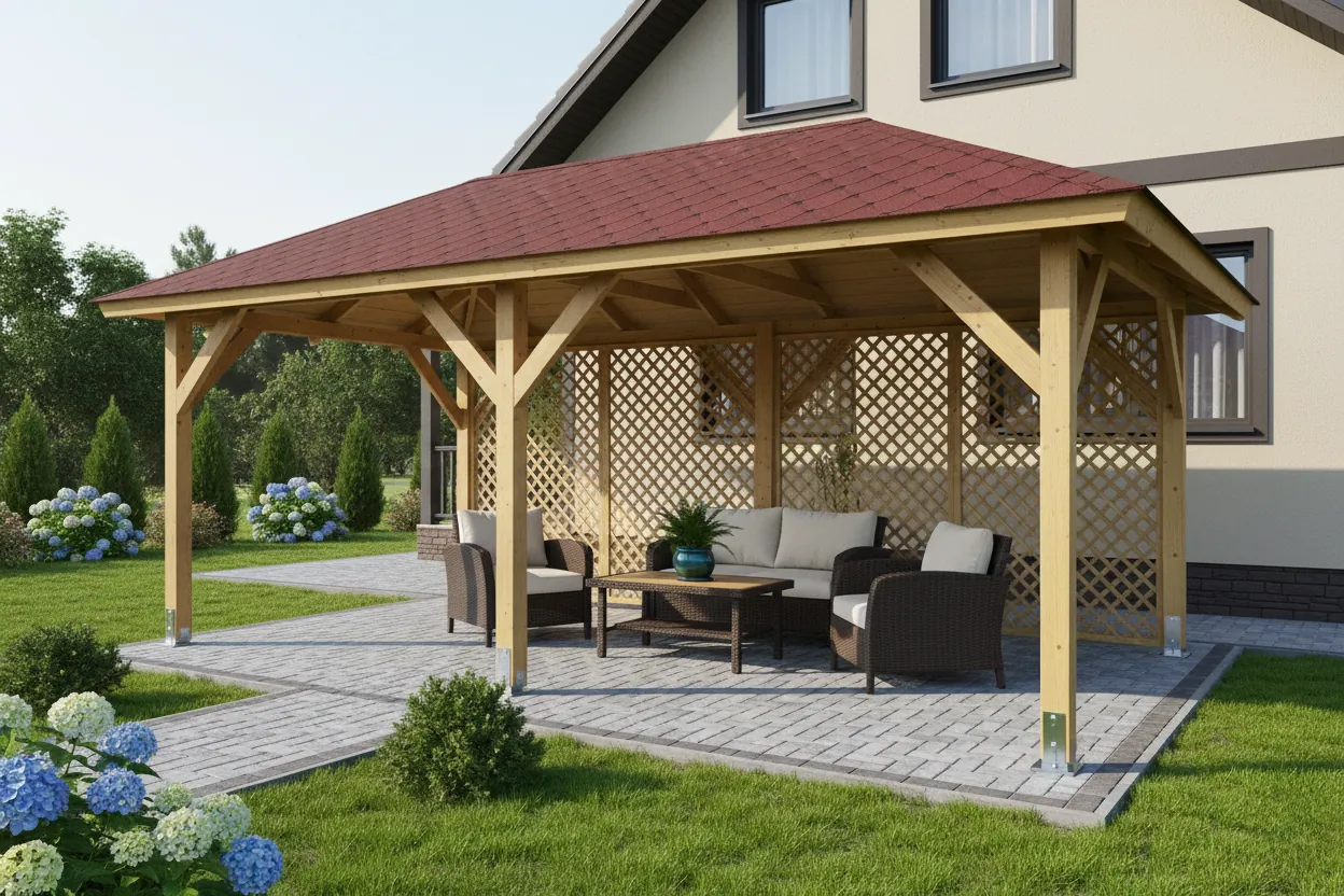 <span class="jp_product_title">Dřevěná pergola Altán Viktoria L+Ester 290x540</span>