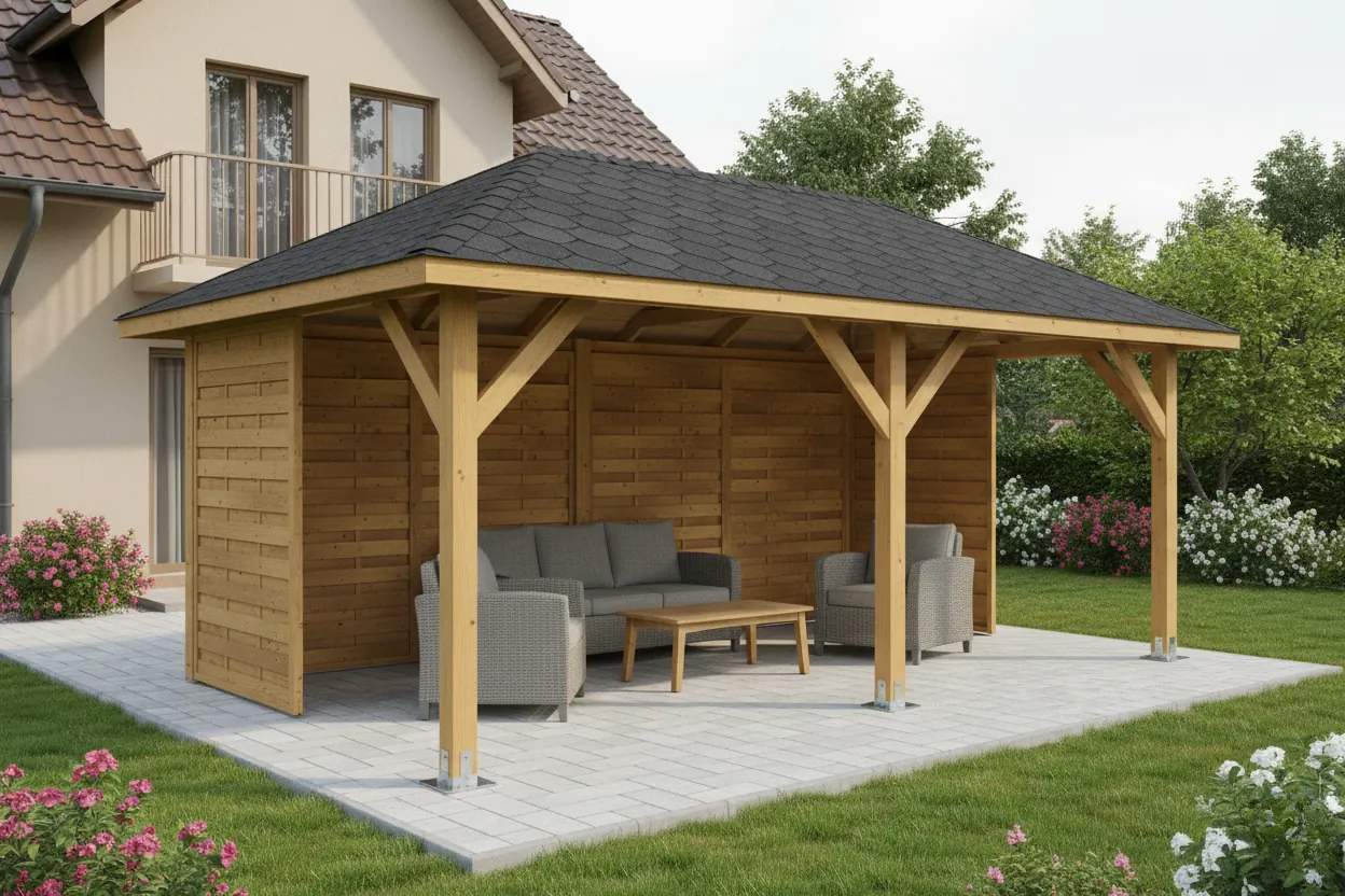 <span class="jp_product_title">Dřevěná pergola Altán Viktoria L+Roma 290x540</span>