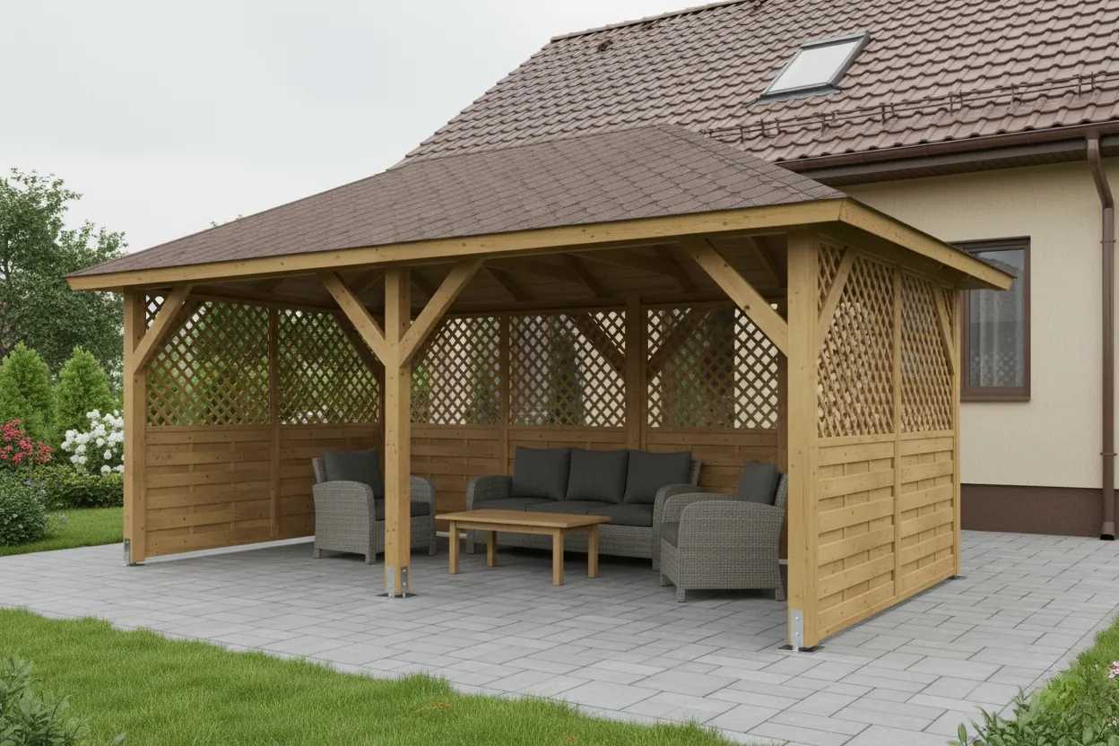 <span class="jp_product_title">Dřevěná pergola Altán Viktoria L+Rimini 290x540</span>