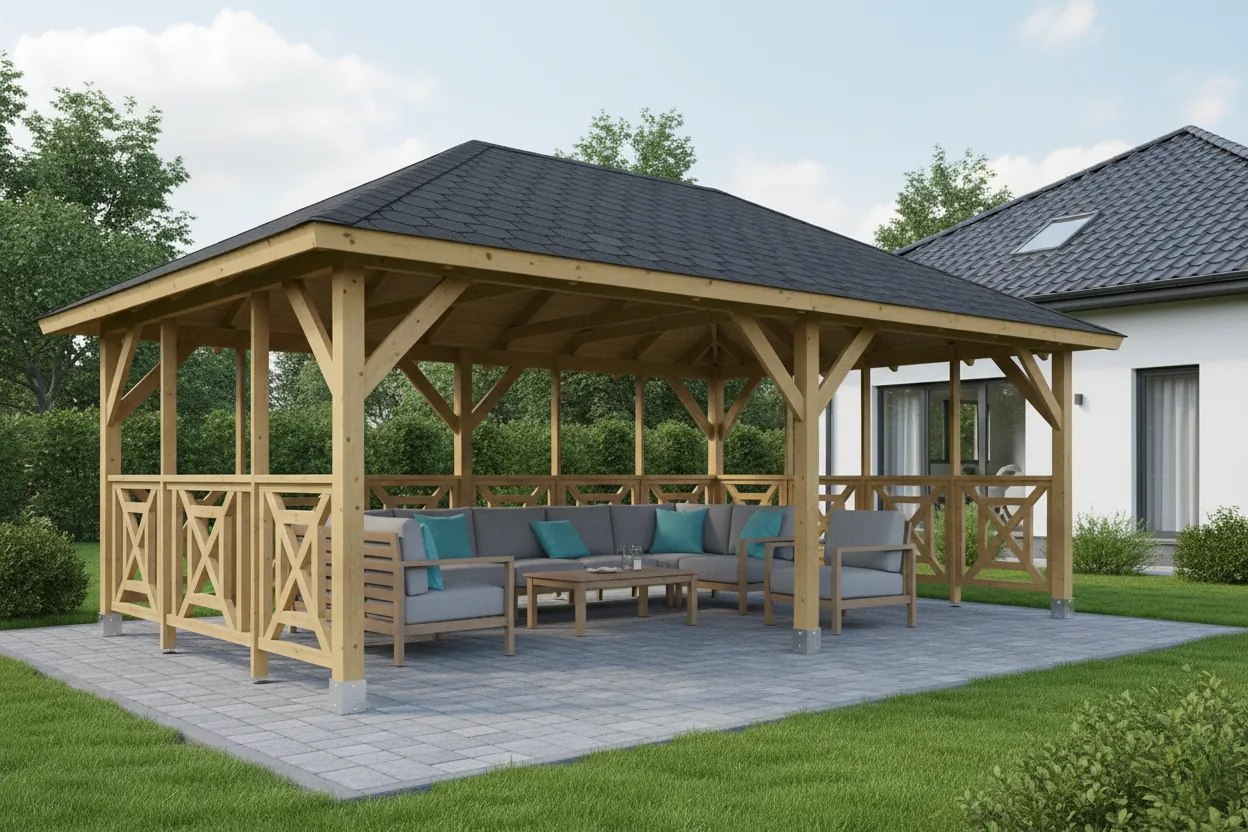 <span class="jp_product_title">Dřevěná pergola Altán Viktoria XXL+Grande 390x640</span>