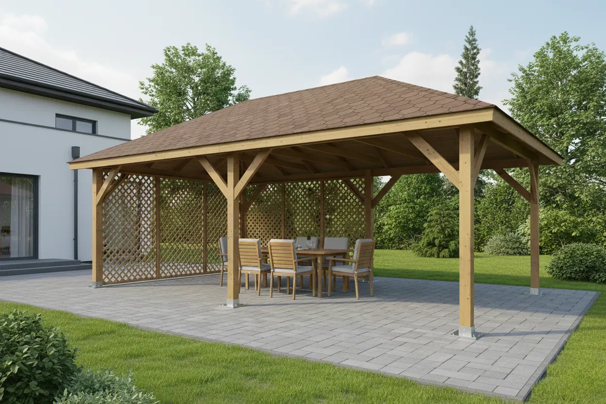 <span class="jp_product_title">Dřevěná pergola Altán Viktoria XXL+Ester 390x640</span>
