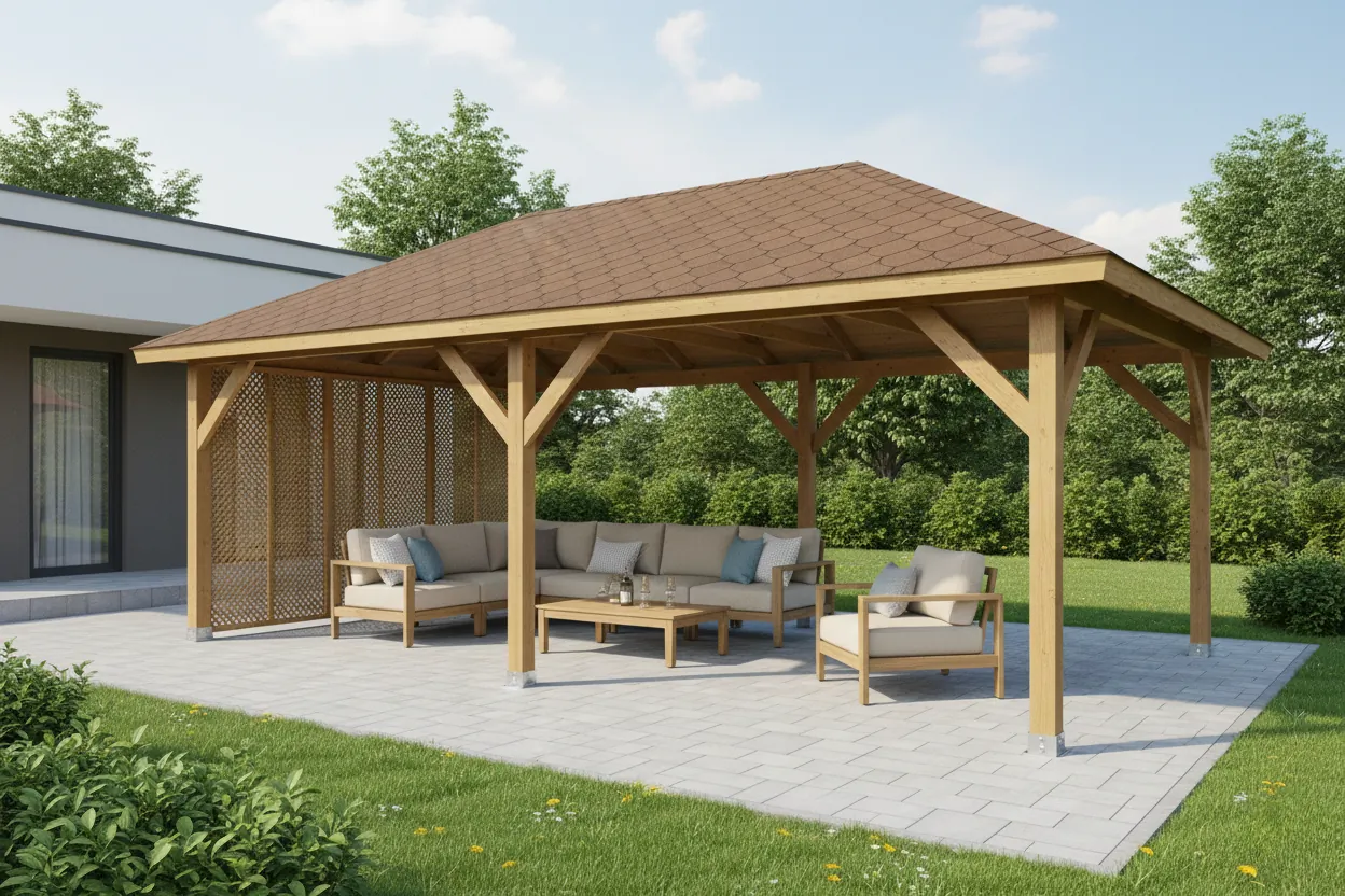 <span class="jp_product_title">Dřevěná pergola Altán Viktoria XXL+Milano 390x640</span>