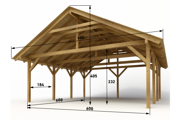 Garážový přístřešek pro 2 auta 600x600